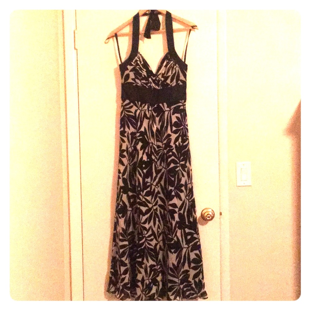 Palm Pattern Maxi Formal Dress